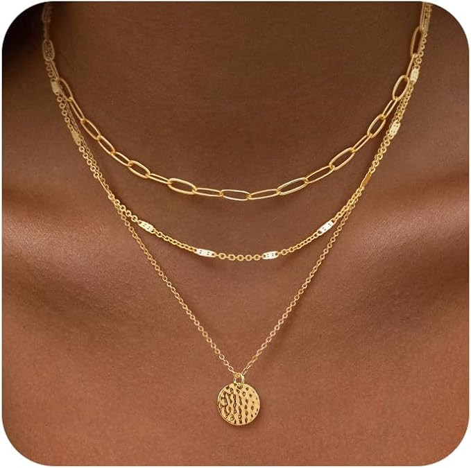 Gold Layered Necklaces for Women, 14K Gold Plated Dainty Necklace Set with Paperclip, Adjustable ... | Amazon (CA)