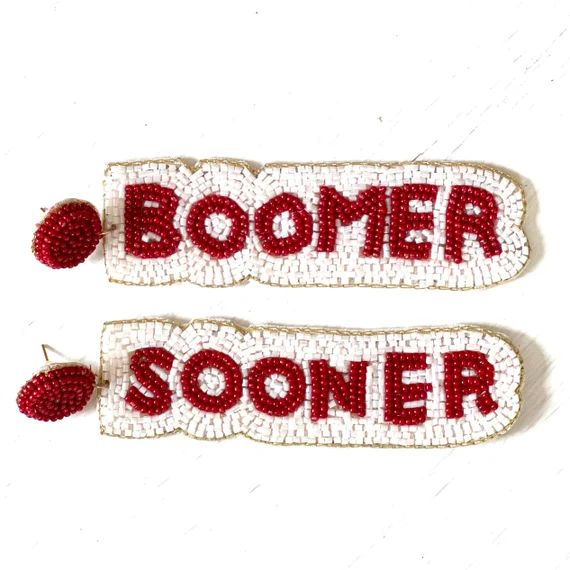 Boomer Sooner beaded earrings IN STOCK! ships in 1-3 days | Etsy (US)