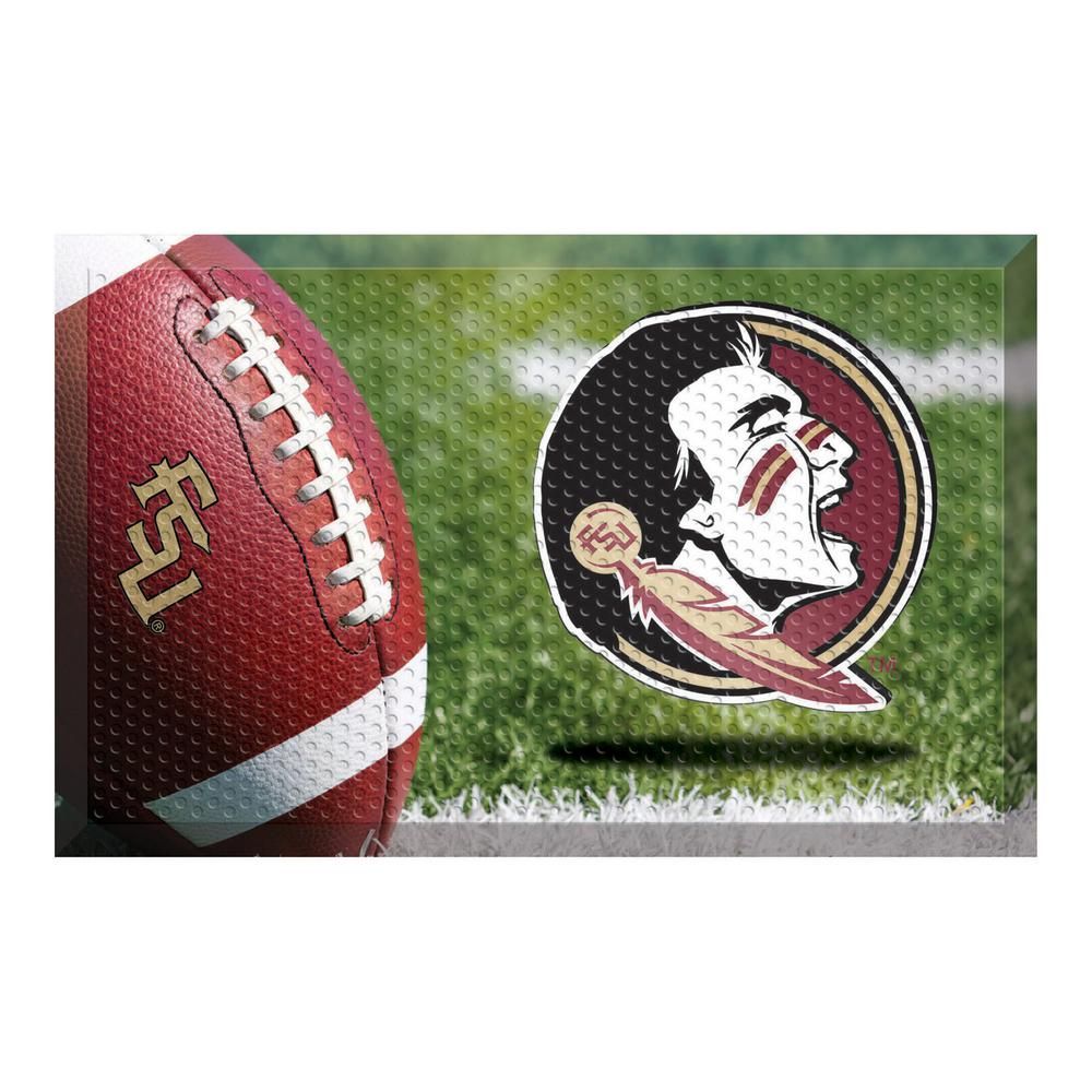 FANMATS Florida State University Football Heavy Duty Rubber Outdoor Scraprer Door Mat, Team Color | The Home Depot