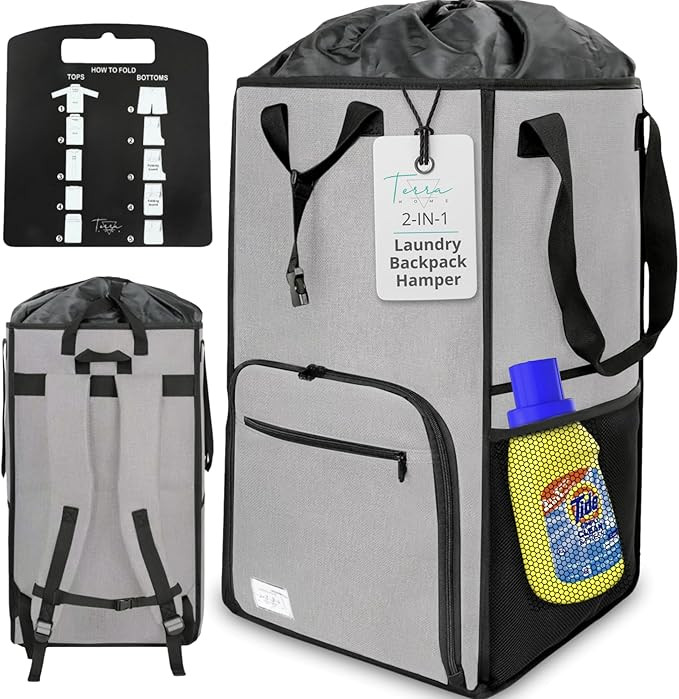 Portable Extra Large Laundry Bag, College Dorms Apartment Essentials with Chest Strap, Shirt Fold... | Amazon (US)