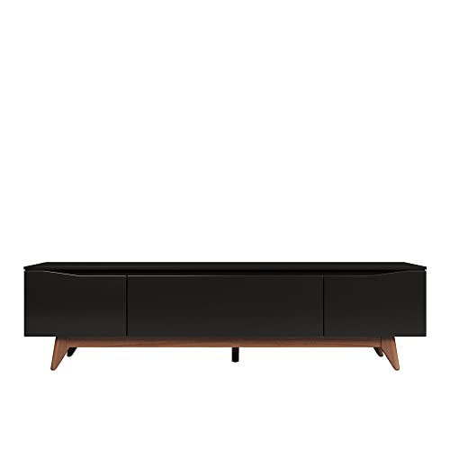 Manhattan Comfort Salle 86.41" TV Stand with Solid Wood Legs, Mid Century Modern Entertainment Ce... | Amazon (US)