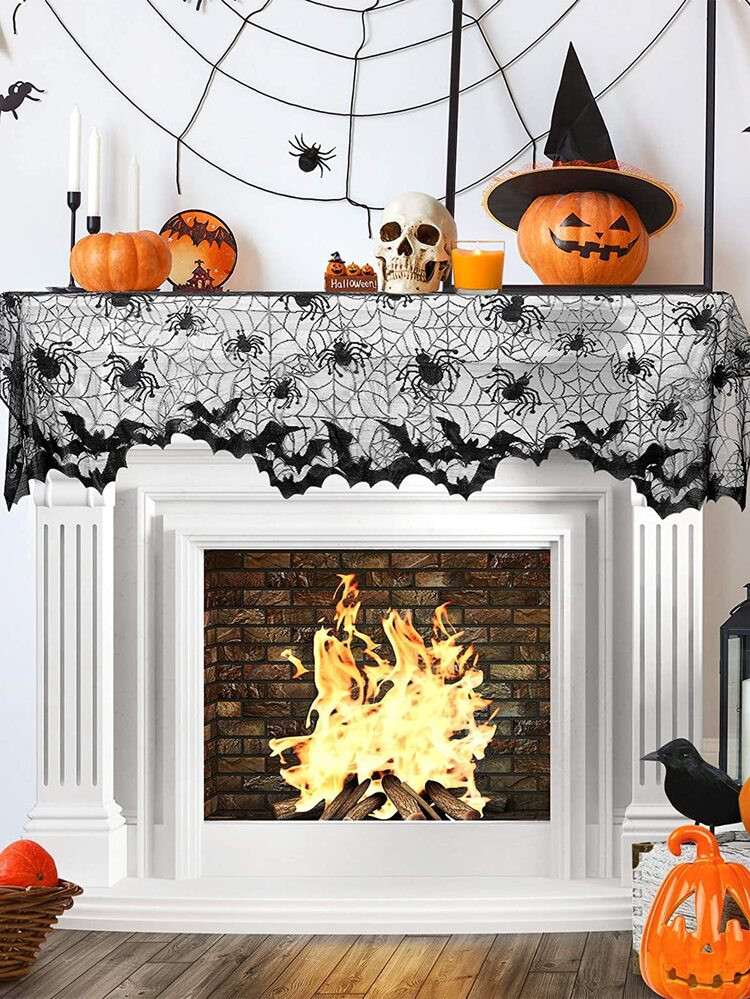 1pc Halloween Lace Spider Web Decoration | SHEIN