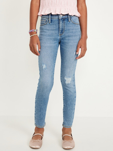 High-Waisted Rockstar 360° Stretch Ripped Jeggings for Girls | Old Navy (US)
