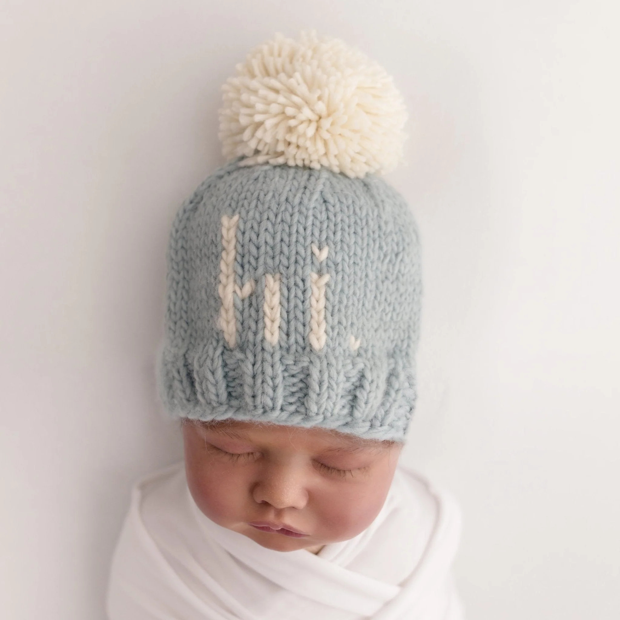 "Hi." Knit Beanie, Surf Blue | SpearmintLOVE