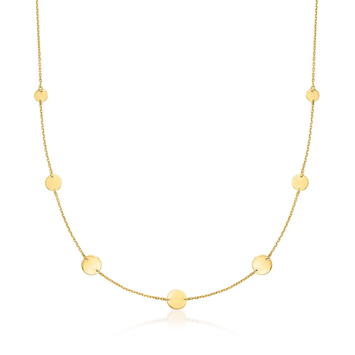 Italian 14kt Yellow Gold Multi-Size Disc Station Necklace | Ross-Simons