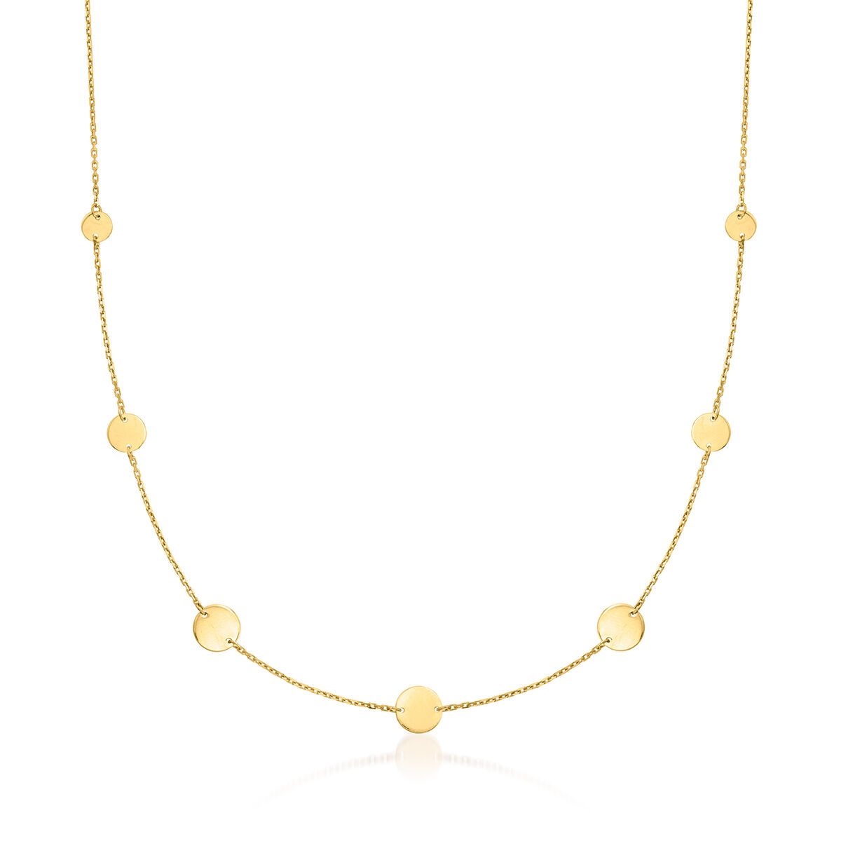 Italian 14kt Yellow Gold Multi-Size Disc Station Necklace | Ross-Simons