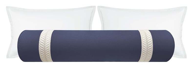 The Bolster : Classic Linen // Navy Blue  Trellis Trim // - Etsy | Etsy (US)