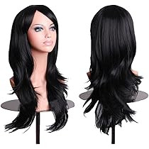 AneShe Wigs 28" Long Wavy Hair Heat Resistant Cosplay Wig for Women (Black) | Amazon (US)