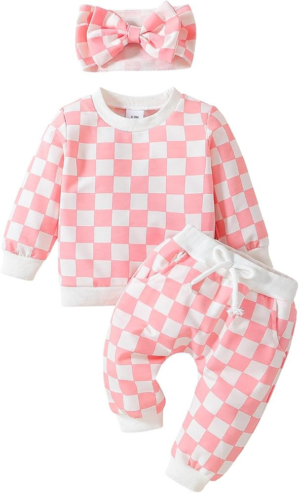 Baby Girl Sweatshirt Clothes Pants Set Joggers Toddler Fall Outfit Infant Sweatsuit | Amazon (US)