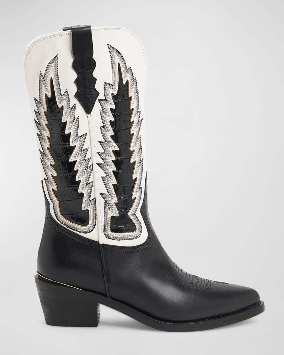 Whitney Mixed Leather Western Boots | Neiman Marcus