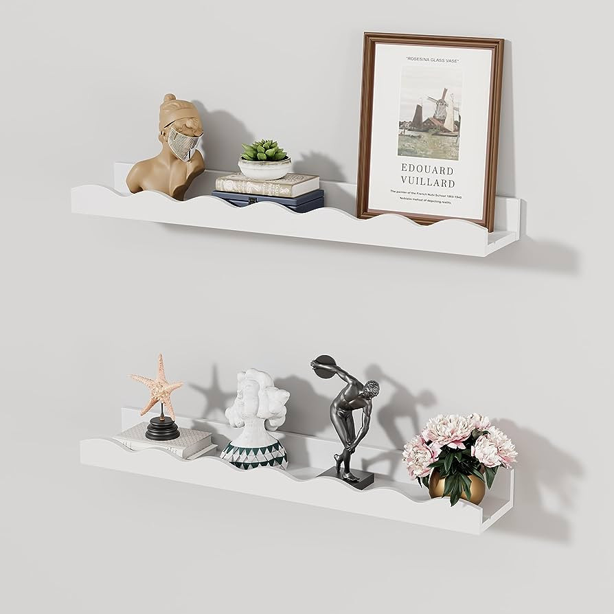 Floating Nursery Book Shelves Set of 2 Bathroom Shelves Over Toilet Modern Wood Storage Shelves f... | Amazon (US)