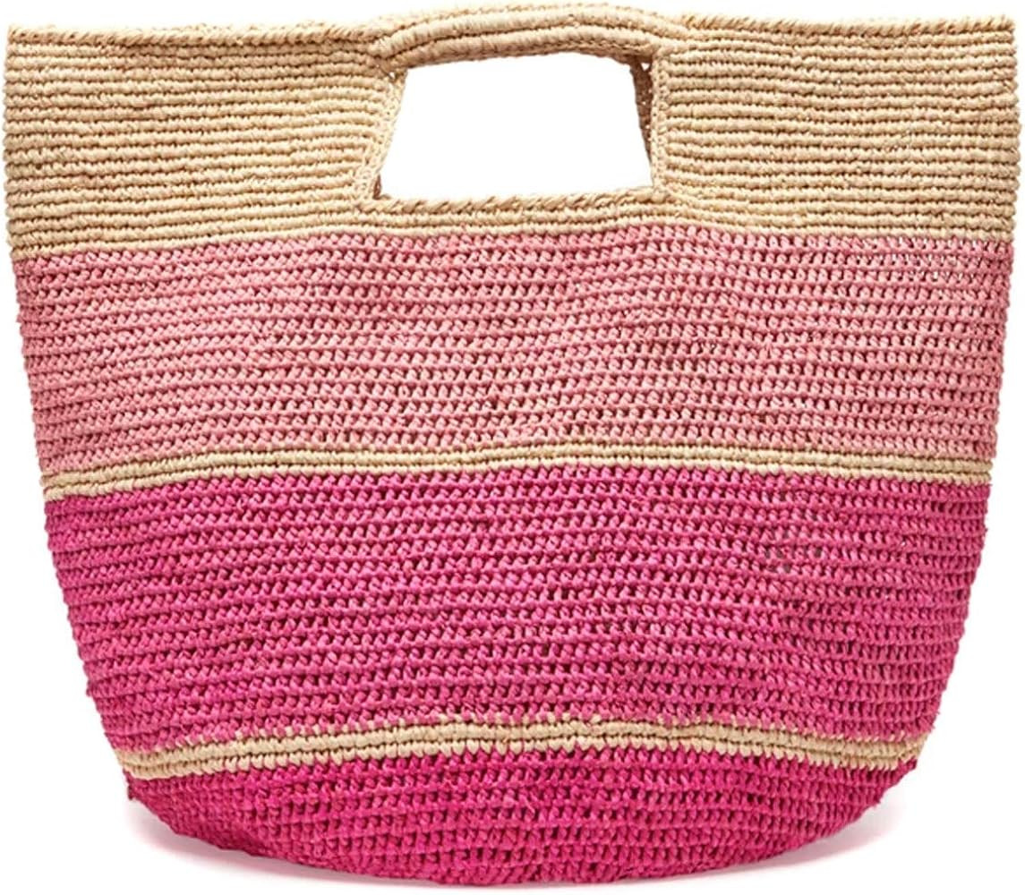 Mar Y Sol Camden Ombre Stripes Raffia Carryall Tote Straw Beach Bag | Amazon (US)