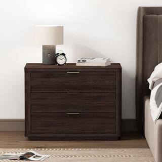 Evelyn Modern Brown 3-Full Extension Drawer 32 in. W Nightstand | The Home Depot