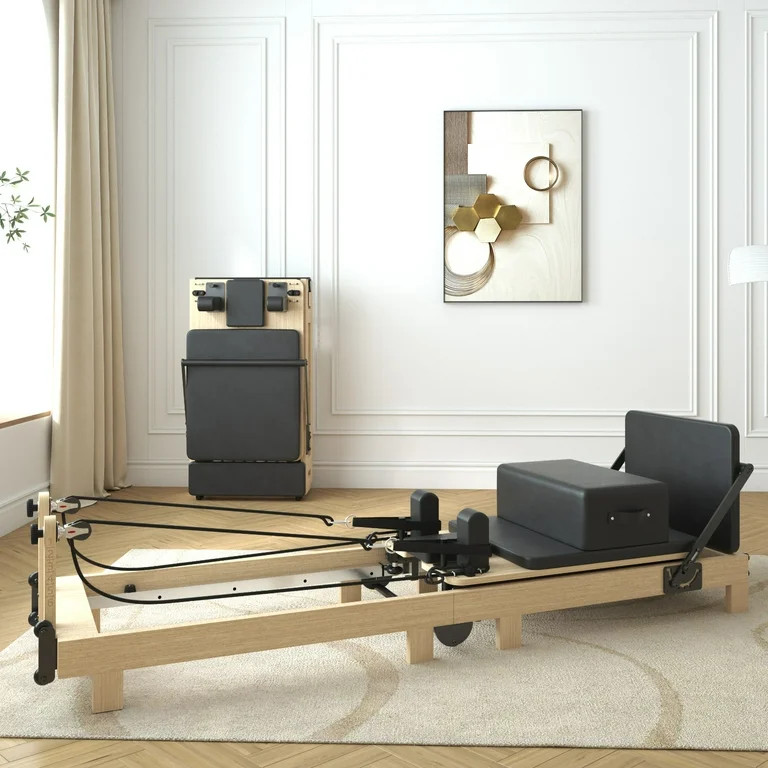 Syedee Pilates Reformer Machine, Wood Pilates Machine Bed Yoga Exercise Strength Training Equipme... | Walmart (US)