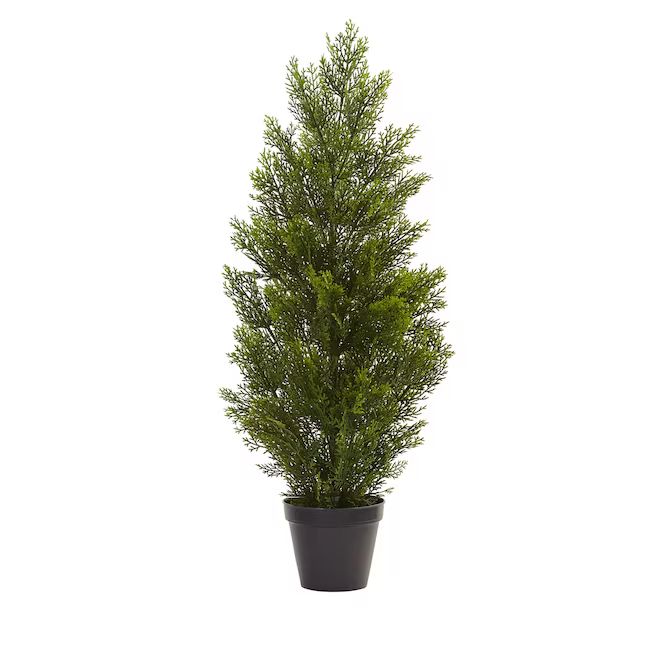 Nearly Natural 36-in Green Artificial Cedar Pine Artificial Tree | Lowe's