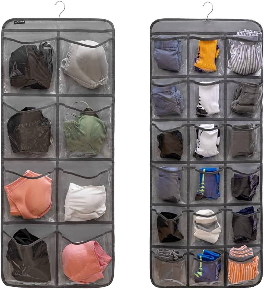 ANZORG Dual-Sided Hanging Closet Organizer for Socks Underwear Bra Kids Storage Organizer for Bab... | Amazon (US)