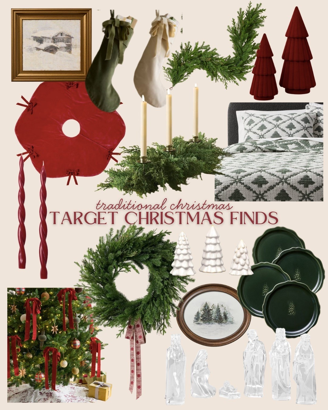 Traditional Christmas decor from Target! This Target Christmas decor is screaming Ralph Lauren traditional Christmas but for a fraction of the price! We love a home decor look for less! 

#LTKHome #LTKHoliday #LTKSeasonal