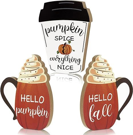3 Pieces Fall Wooden Signs Tiered Tray Decor Fall Harvest Tabletop Signs Thanksgiving Pumpkin Dec... | Amazon (US)
