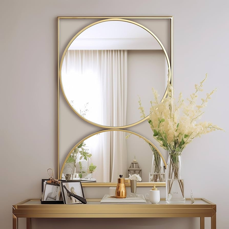 Luxenhome Gold Hourglass Frame Metal Modern Accent Wall Mirror Vanity Mirror Farmhouse Decorative... | Amazon (US)