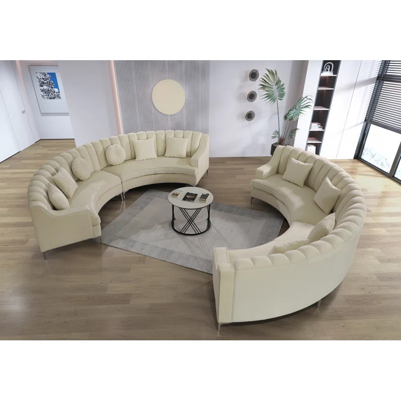 Mercer41 Steubenville 141.34" Wide Velvet Modular Sectional & Reviews | Wayfair | Wayfair North America