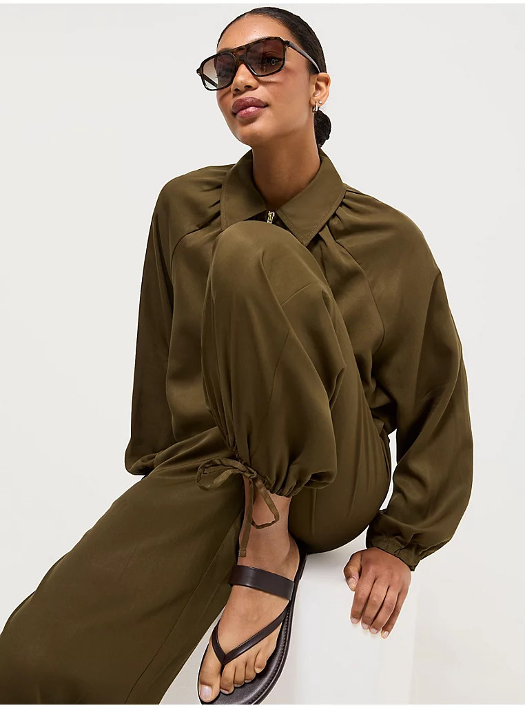 Khaki Soft Bubble Trousers | George