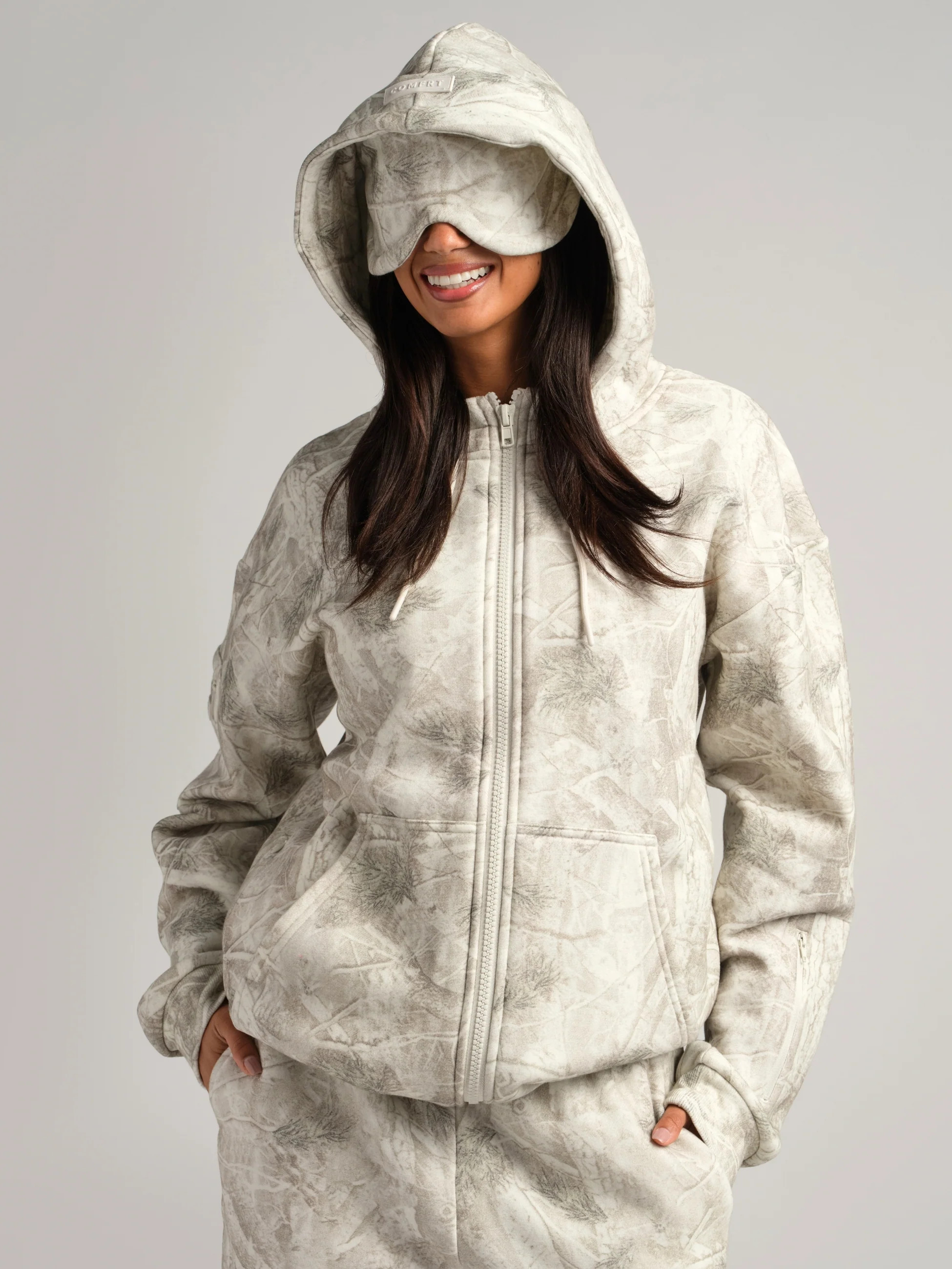 Comfrt Airplane Mode Travel Zip Hoodie | Silver Birch | Oversized | 3X | Comfrt