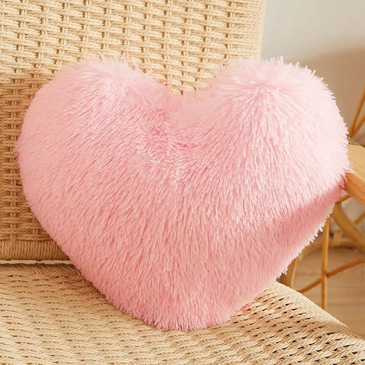 MEGO Fluffy Heart Pillow, Faux Fur Decorative Throw Pillow, Plush Shaggy Heart Shaped Pillow w In... | Amazon (US)