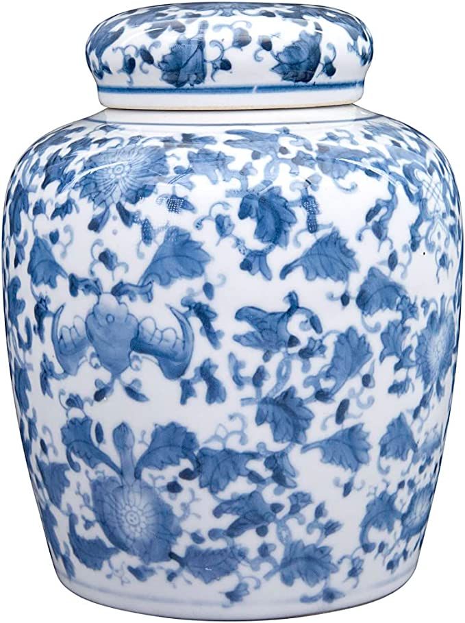 Decorative Ceramic Ginger Jar with Lid, Blue and White | Amazon (US)