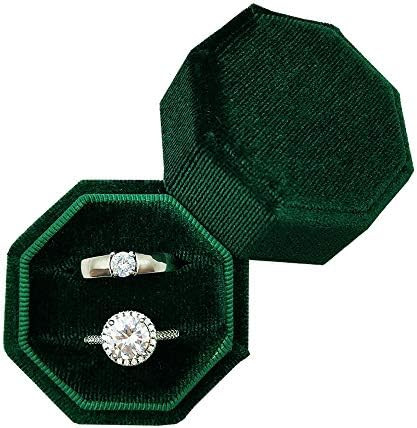 Beatilog Velvet Ring Box - Octagon Premium Vintage Wedding Ring Holder Handmade Double Ring Bearer J | Amazon (US)