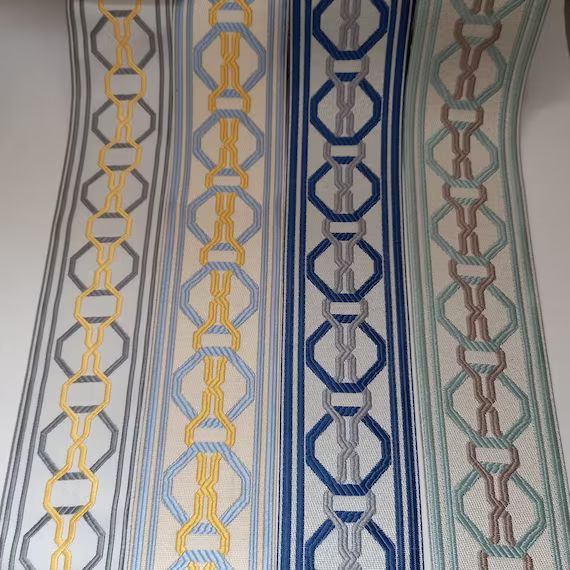 Curtain Trim Navy Blue Yellow Ribbon Trim for Curtains Home | Etsy | Etsy (US)