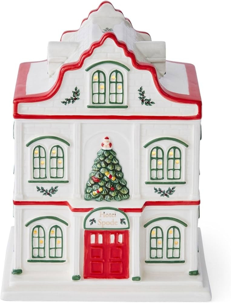 Spode Christmas Tree Miniature Village Figural Decoration, LED Lighted Holiday Village Set, Ceram... | Amazon (US)