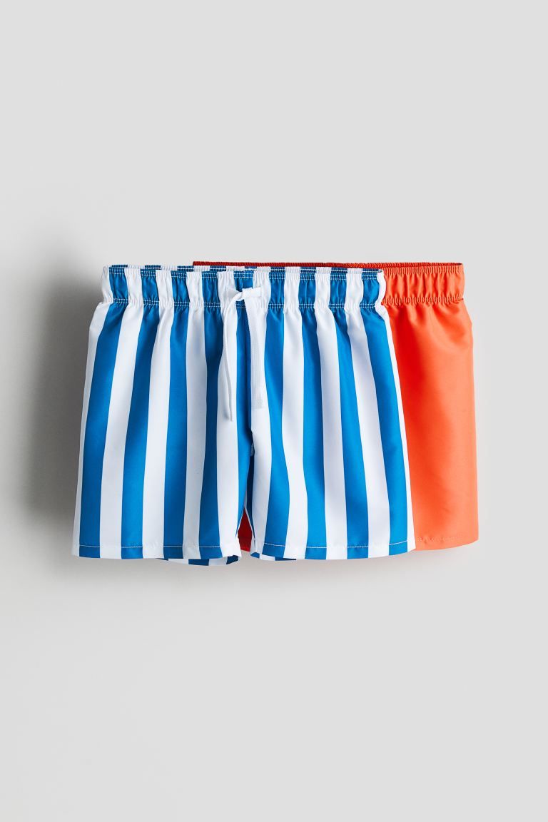 2-pack Swim Shorts - Regular waist - Blue/white striped - Kids | H&M US | H&M (US + CA)
