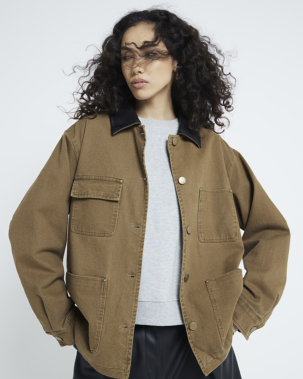 Brown Barn Jacket | River Island (UK & IE)