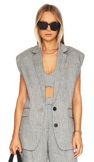 Amanda Sleeveless Tailored Blazer in Ash | Revolve Clothing (Global)