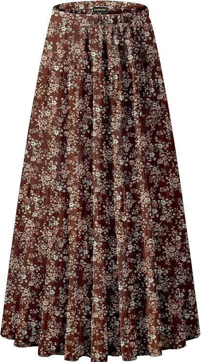 Women's Chiffon Elastic High Waist Pleated A-Line Flared Maxi Skirts | Amazon (US)