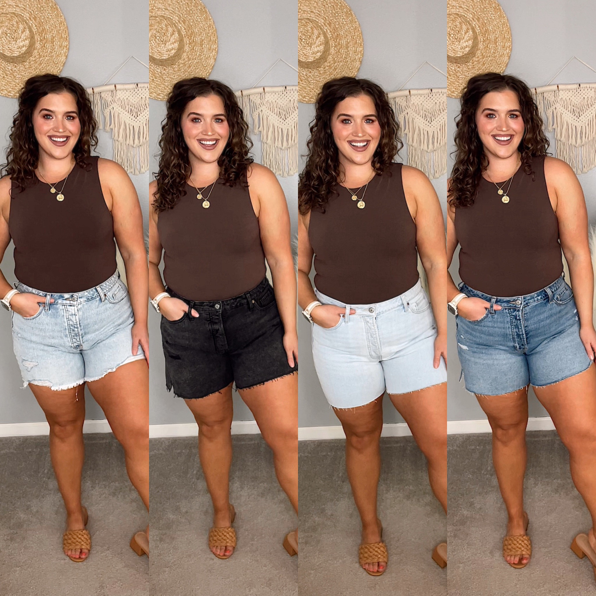 Midsize curvy friendly thick thigh shorts haul ☀️🌸✨ All shorts have 5” inseam! 
Wearing a size 14 in each
Bodysuit size L 
#midsizeoutfits #springoutfits #summerstyle #shorts #jeanshorts #denimshorts #curvyshorts #bodysuit #sandals #casualoutfits #everydaystyle 

#LTKunder50 #LTKSeasonal #LTKcurves