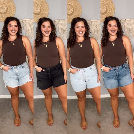 Midsize curvy friendly thick thigh shorts haul ☀️🌸✨ All shorts have 5” inseam! 
Wearing a size 14 in each
Bodysuit size L 
#midsizeoutfits #springoutfits #summerstyle #shorts #jeanshorts #denimshorts #curvyshorts #bodysuit #sandals #casualoutfits #everydaystyle 

#LTKunder50 #LTKSeasonal #LTKcurves