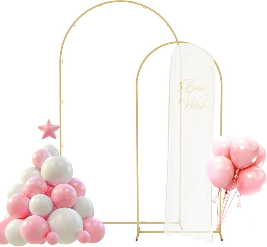 Babenest Gold Arch Backdrop Stand Set of 2, 6FT/7.2FT Metal Arch Wedding Stand, Balloon Arch Fram... | Amazon (US)