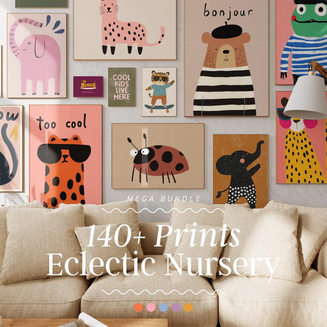 Kids Room Print Bundle Eclectic Nursery Print, Nursery Decor, Kids Bedroom Print, Kids Wall Art, ... | Etsy (US)