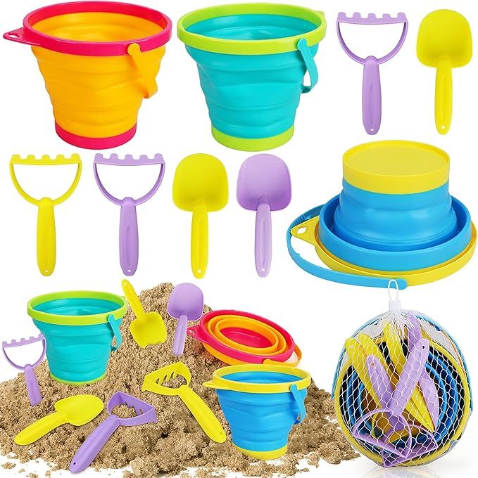 Amazon.com: TOY Life Collapsible Beach Sand Toys for Kids - Travel Beach Toys for Kids with Colla... | Amazon (US)