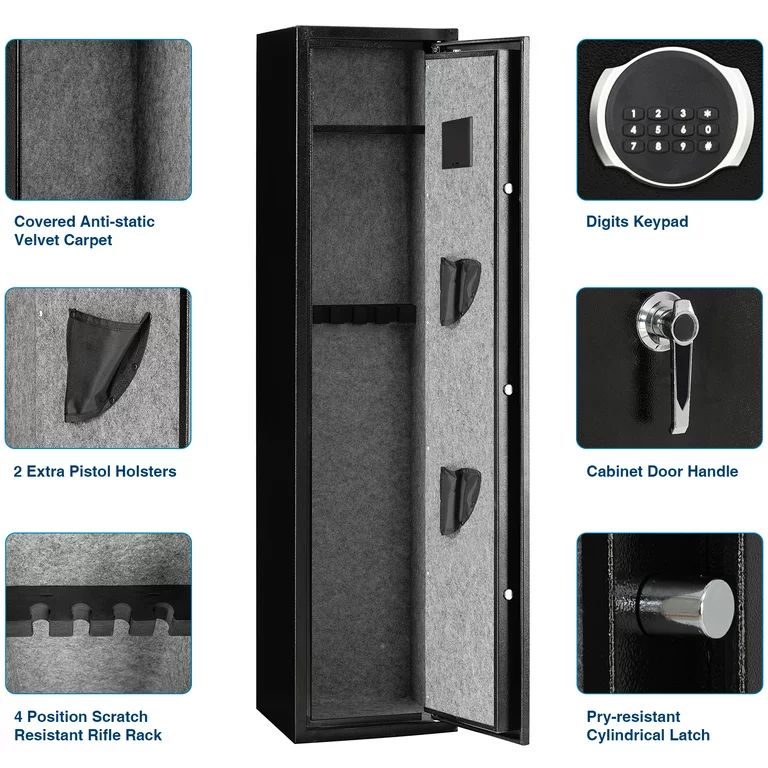 Triple Tree Large Rifle Gun Safe, Electronic 4 Gun Security Cabinet for Rifle with or Without Sco... | Walmart (US)