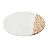 Creative Co-Op Contemporary Mango Wood and Marble Serving Engraved Design Cutting Board, 12" Round,  | Amazon (US)