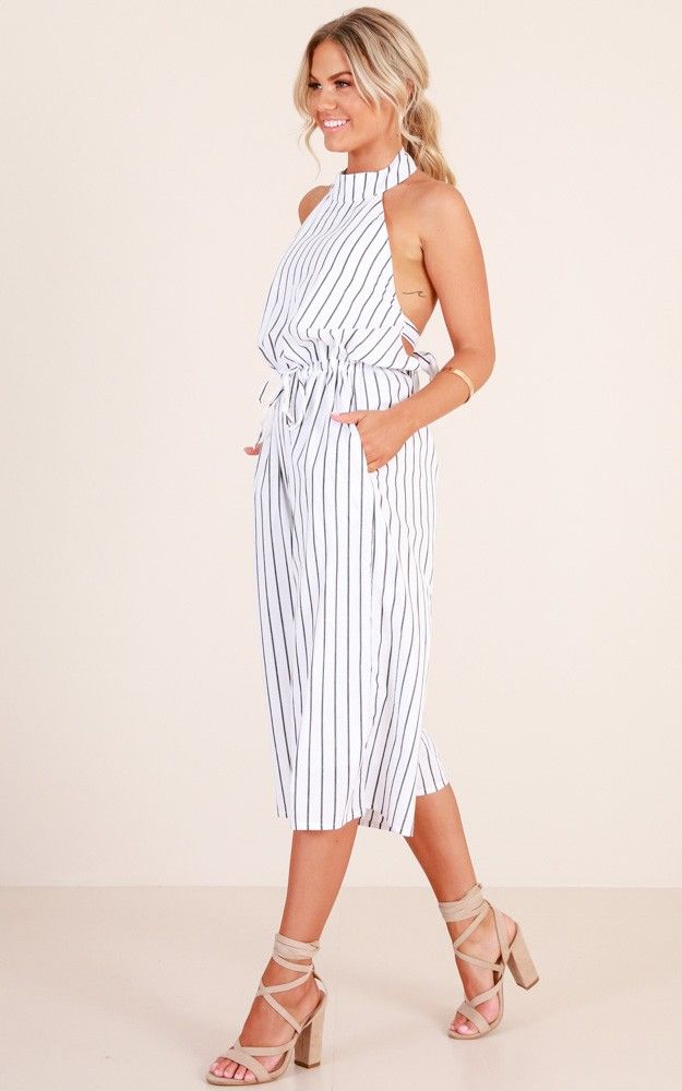 Take Too Long jumpsuit in white stripe | Showpo - deactived