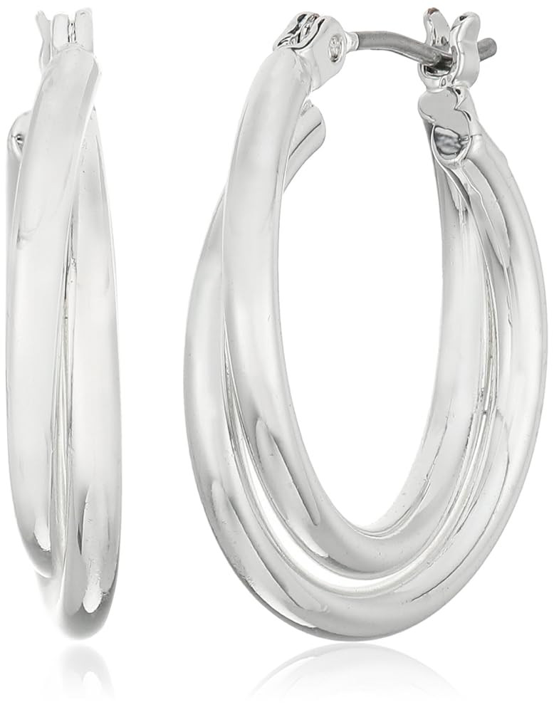 Nine West Women's Twisted Hoop Earrings Silver Tone | Amazon (US)