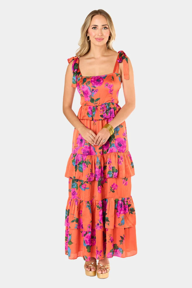 BuddyLove | Edie Tie-Shoulder Maxi Dress | Tuscan Rose | BuddyLove