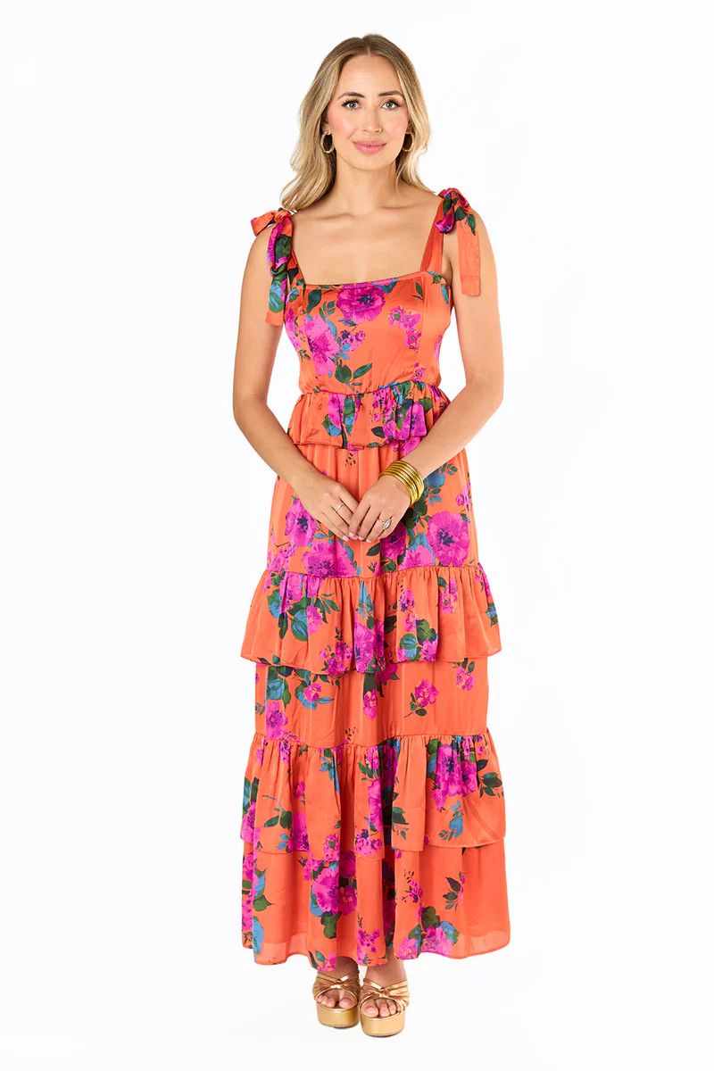 Edie Tie-Shoulder Maxi Dress - Tuscan Rose | BuddyLove