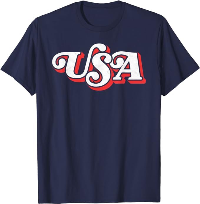 Vintage USA Retro Typography Patriotic 4th of July 80's T-Shirt | Amazon (US)