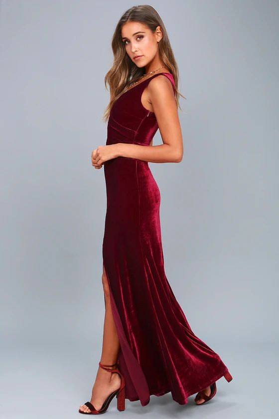 Crushin' It Burgundy Velvet Maxi Dress | Lulus (US)