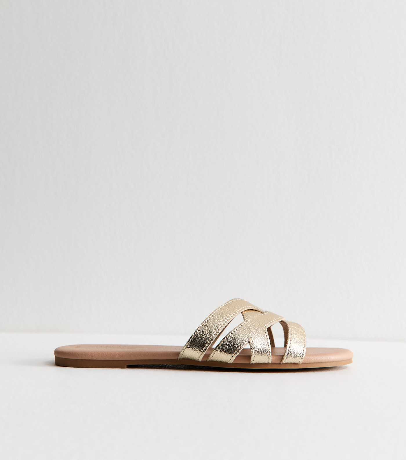 Gold Faux Leather Cut Out Interwoven Strap Sandals | New Look | New Look (UK)