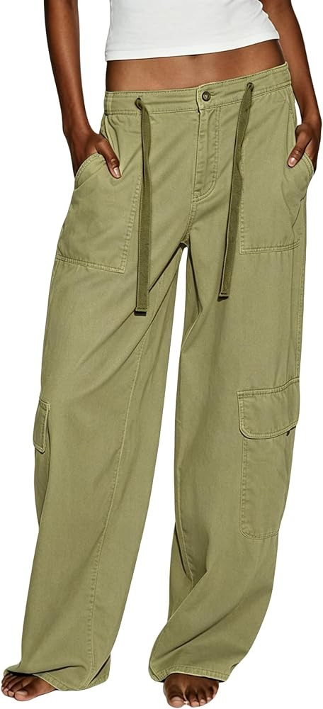 Women's Drawstring Cargo Wide Leg Pants Casual Trousers Fall | Amazon (US)